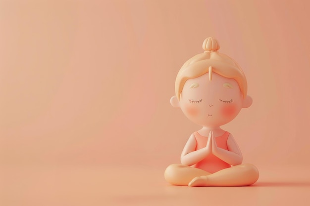 D style cute cartoon character of a female practicing yoga