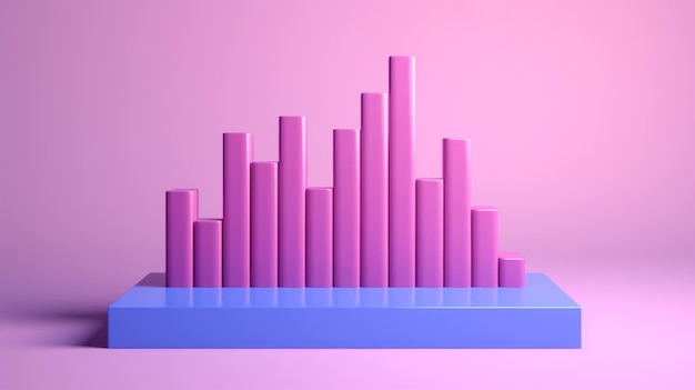 D weergave van een staafdiagram voor zakelijke seo-onderzoeksanalyse, forexhandel en inflatie