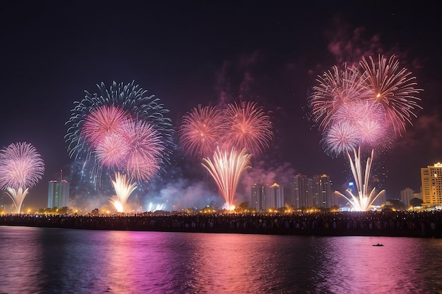 Photo da nang city fires fireworks to welcome the lunar new yea