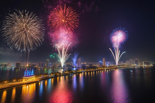 Photo da nang city fires fireworks to welcome the lunar new yea