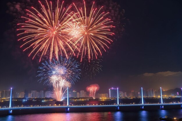 Photo da nang city fires fireworks to welcome the lunar new yea