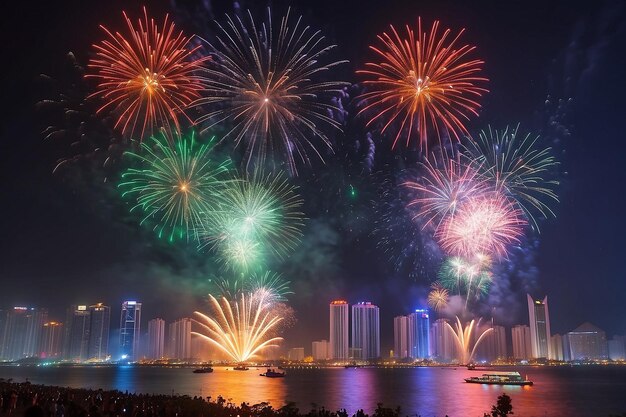 Photo da nang city fires fireworks to welcome the lunar new year