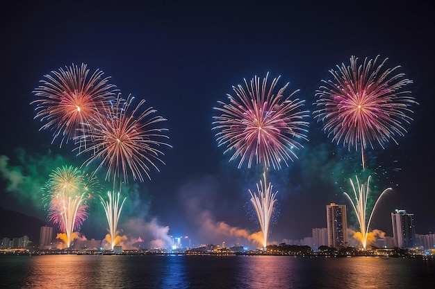 Photo da nang city fires fireworks to welcome the lunar new year