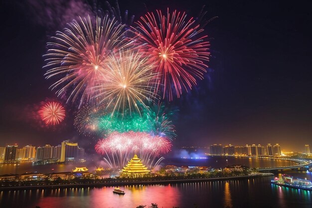 Photo da nang city fires fireworks to welcome the lunar new year