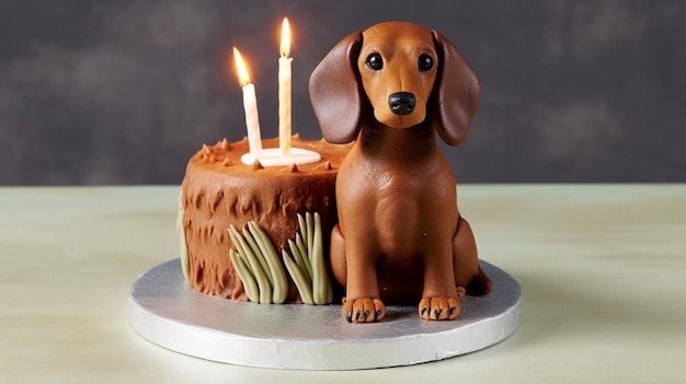 Dachshund dog candle cake