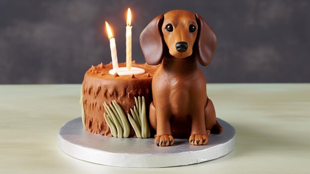 Dachshund dog candle cake