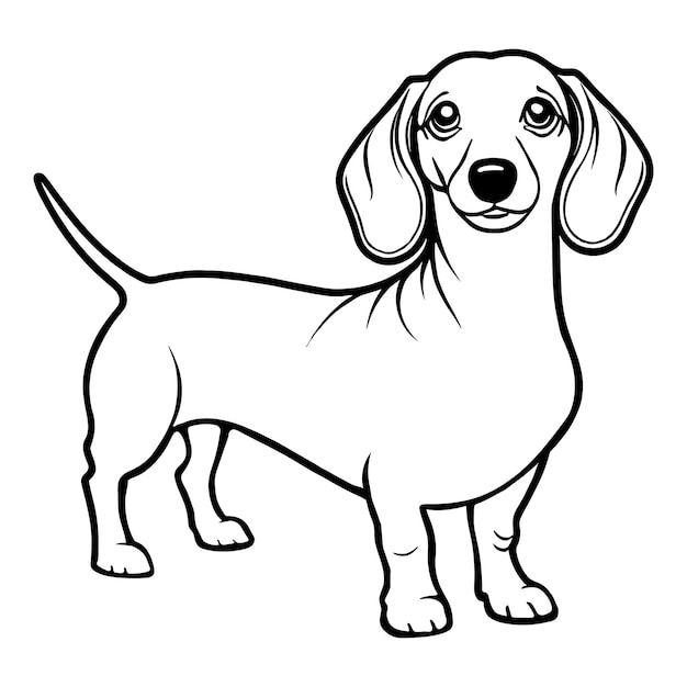 Dachshund dog coloring page for kids