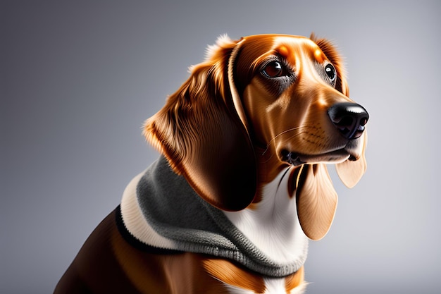 透明な背景に隔離されたメガネと暖かい服を着たダックシュンド 可愛い犬の肖像画