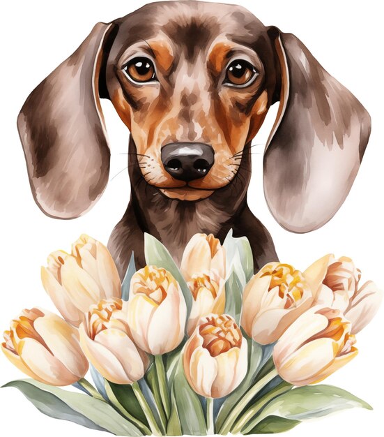 Dachshund portrait watercolour illustration