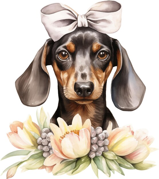 Dachshund portrait watercolour illustration