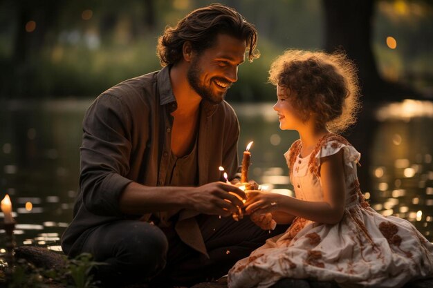 Dad and daughter picnic