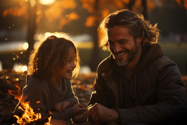 Dad and daughter picnic