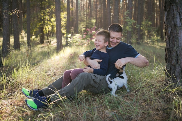 Dad and son playing