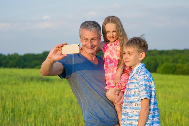 Dad with kids.