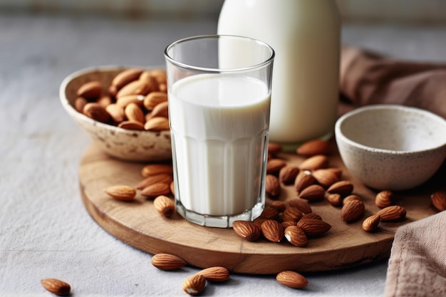 dadelpalm met een glas melk in keukentafel professionele reclame food fotografie