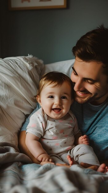 Dads bedtime stories babys eager listening