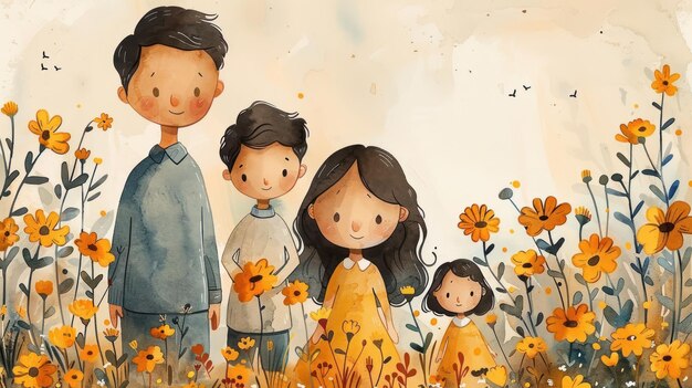 사진 dads day illustration of dad with family