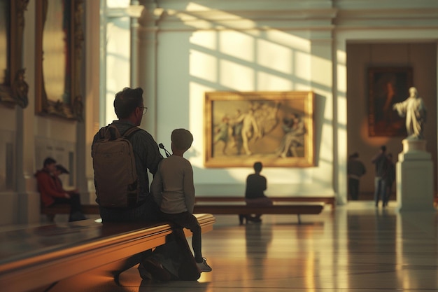 Photo dads and friends visiting a museum