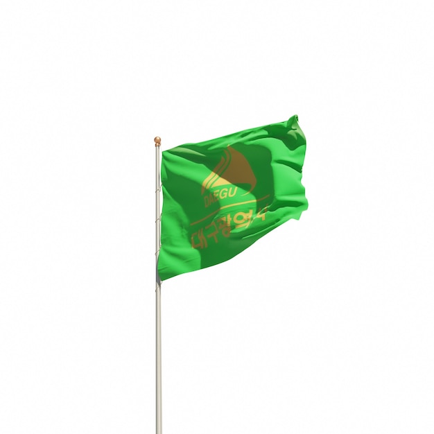 Daegu Korea geïsoleerde vlag op wit. 3D-illustraties