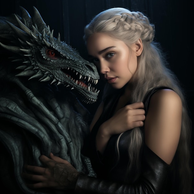 Photo daenerys targaryen is a dragon with emilia clarke ai generated art