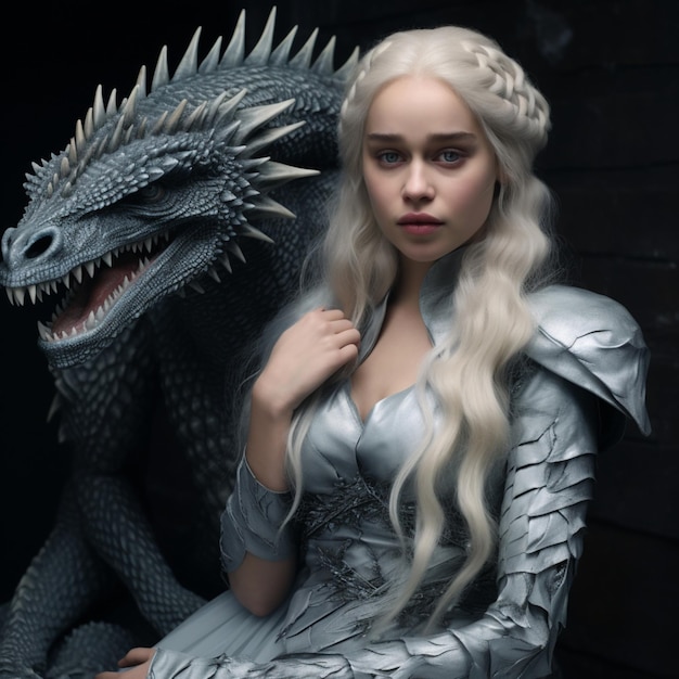 Photo daenerys targaryen is a dragon with emilia clarke ai generated art