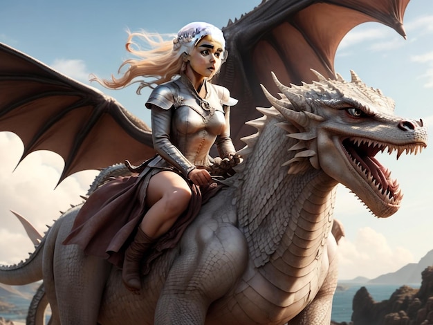 Daenerys Targaryen Ridding a dragon With Generative AI