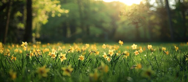 Daffodil blooms in the meadow