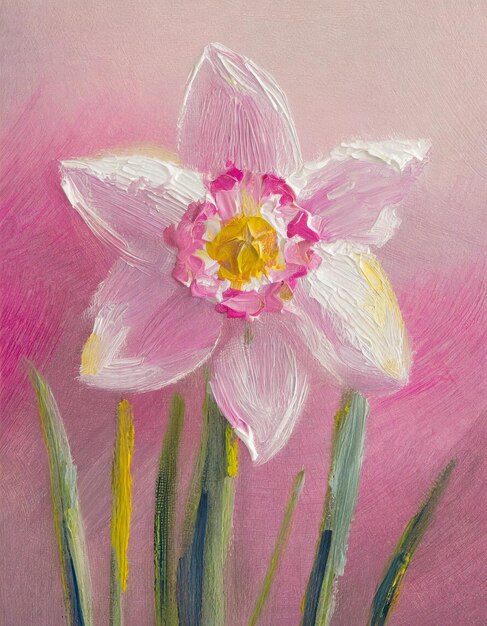 Daffodil flower abstract art painting