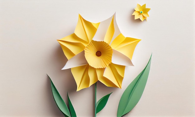 Daffodil flower made of paper craft Generative AI