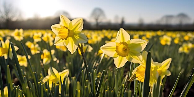 Foto fiori di narcisi nel campo