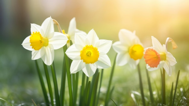 Daffodils flower background Illustration AI GenerativexA