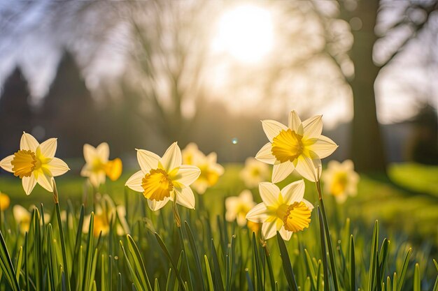 写真 太陽の背光に照らされた春のナスリ