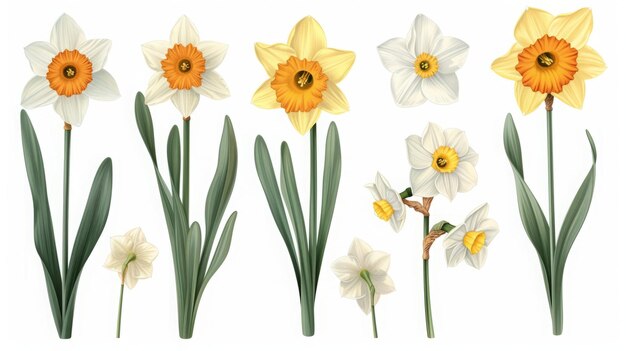 daffodils on white background