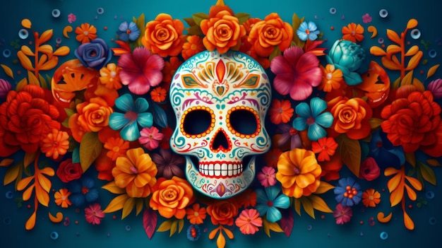 Dag van de doden Dia de los muertos Illustratie AI GenerativexA