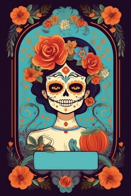 Dag van de Doden Dia de los muertos vakantie poster Illustratie AI Generatief