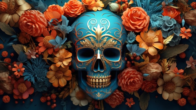 Dag van de Doden Dia de los muertos vakantie poster Illustratie AI Generatief