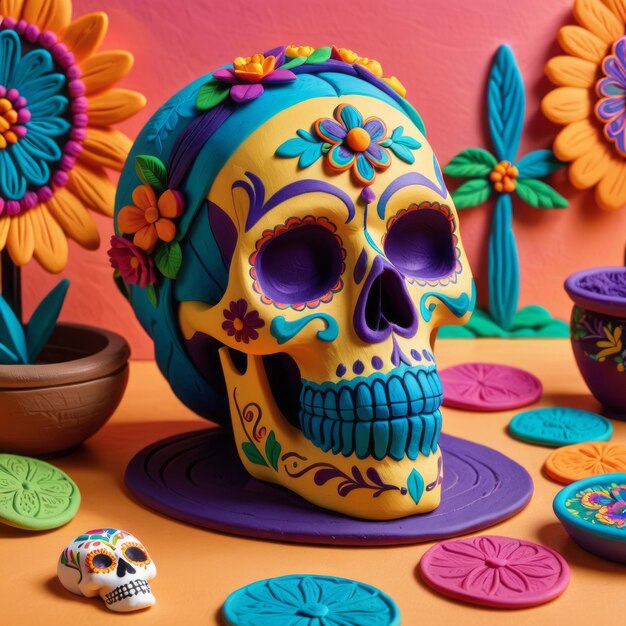 Dag van de Doden versierde Mexicaanse schedel
