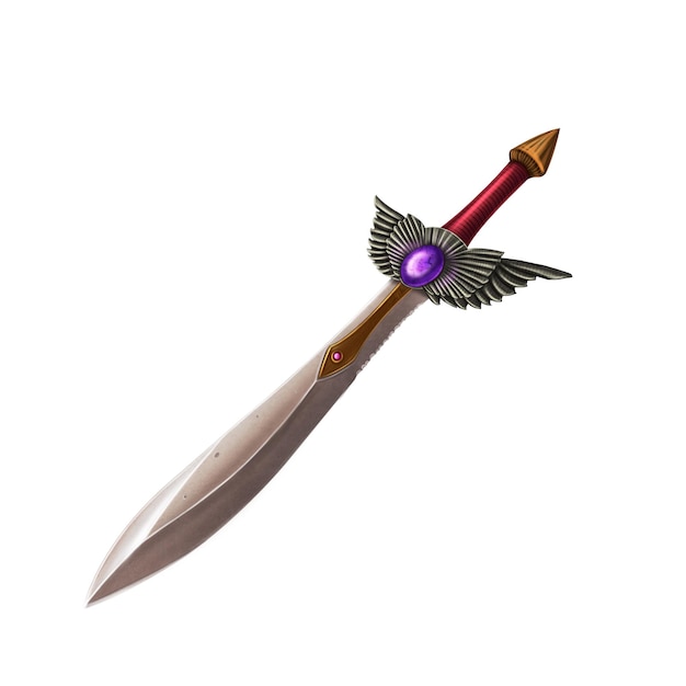 dagger fantasy adventure sword on white background. gaming assets.