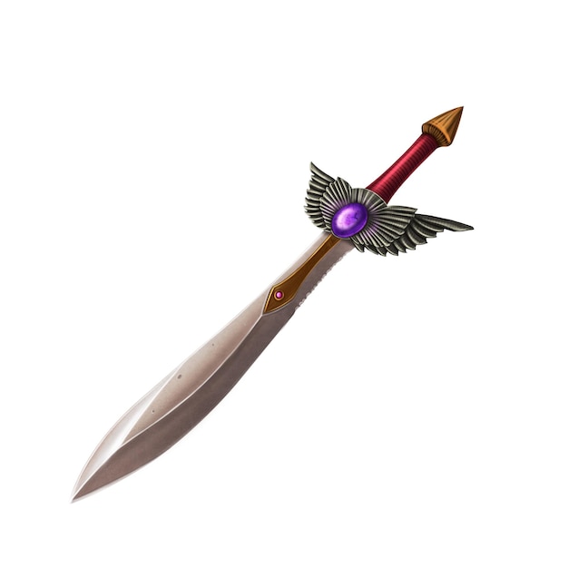 Dagger Fantasy Adventure sword on white background. Gaming Assets.