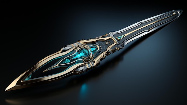 a dagger that is sitting on top of a dark background in the style of realistic fantasy artwork