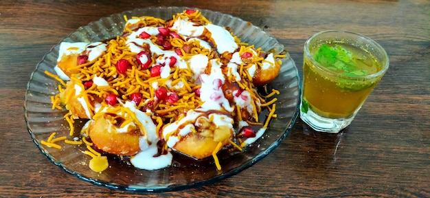 Photo dahi puri a snack popular in india