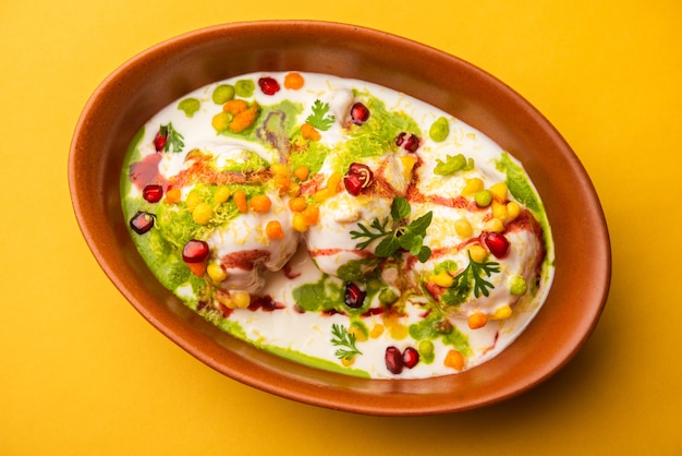 Dahi vada or bhalla is a type of chaat originating from the Indian and popular throughout South Asia.