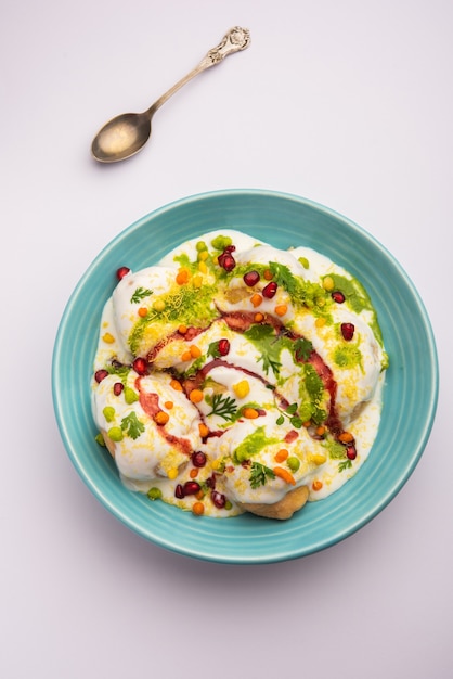 Dahi vada or bhalla is a type of chaat originating from the Indian and popular throughout South Asia.