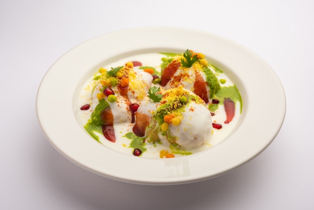 Dahi vada or bhalla is a type of chaat originating from the Indian and popular throughout South Asia.