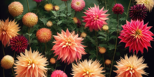 Dahlia bloem banket mooie spectaculaire bloemstuk achtergrond