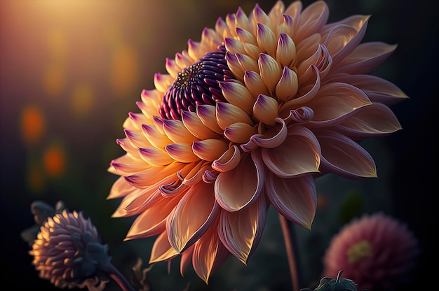 Dahlia bloem filmische zonnige buiten bliksem