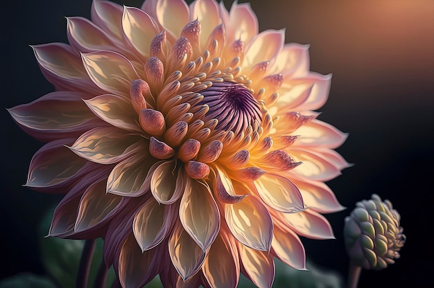 Dahlia bloem filmische zonnige buiten bliksem