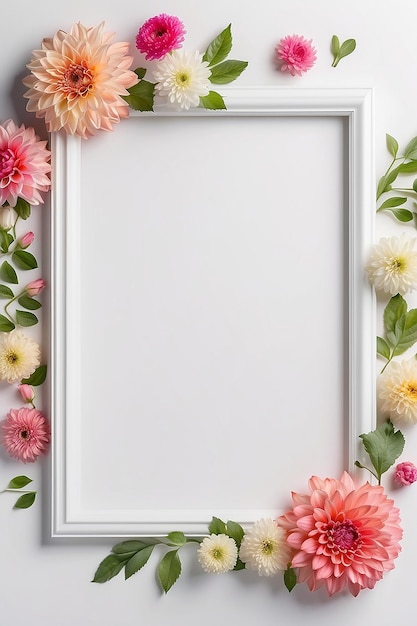 Dahlia Delicacy blank Frame Mockup with white empty space for placing your design