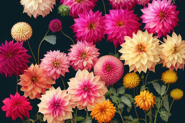 Dahlia flower banquet beautiful spectacular flower arrangement background