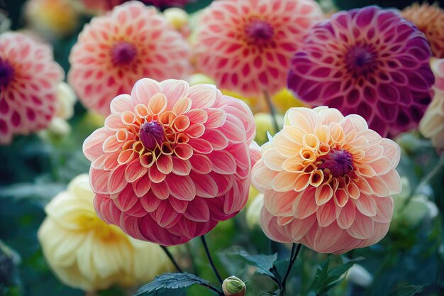 Dahlia flower banquet beautiful spectacular flower arrangement background